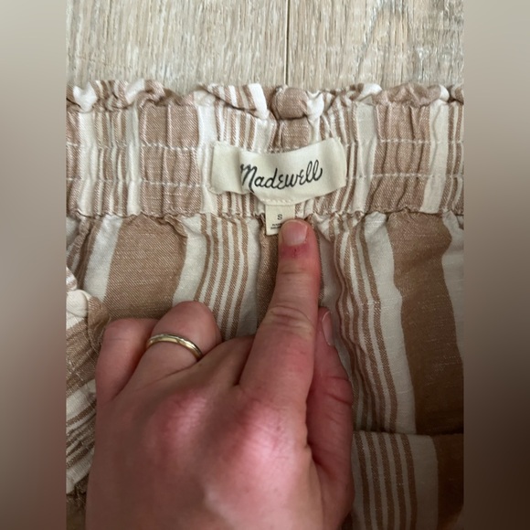 Madewell Women’s Smocked Huston Pull-On Crop Pants in Brown Stripe - Small - Picture 5 of 11